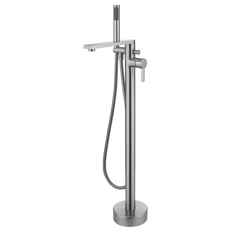 Brushed Nickel Freestanding Bathtub Tap