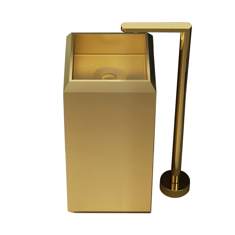 Gold Single Stainless Steel 304 Column Basin