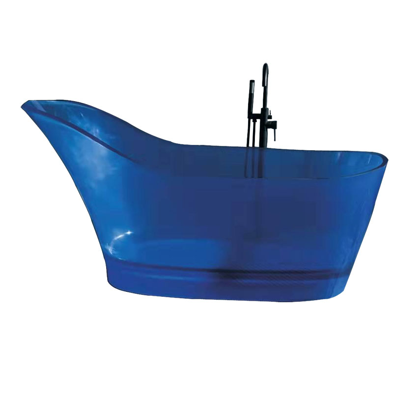 What is the installation process for a transparent freestanding bathtub?